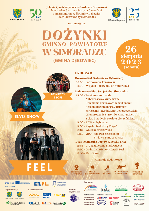 Plakat informacyjny o dożynkach gminno-powiatowych w Simoradzu
