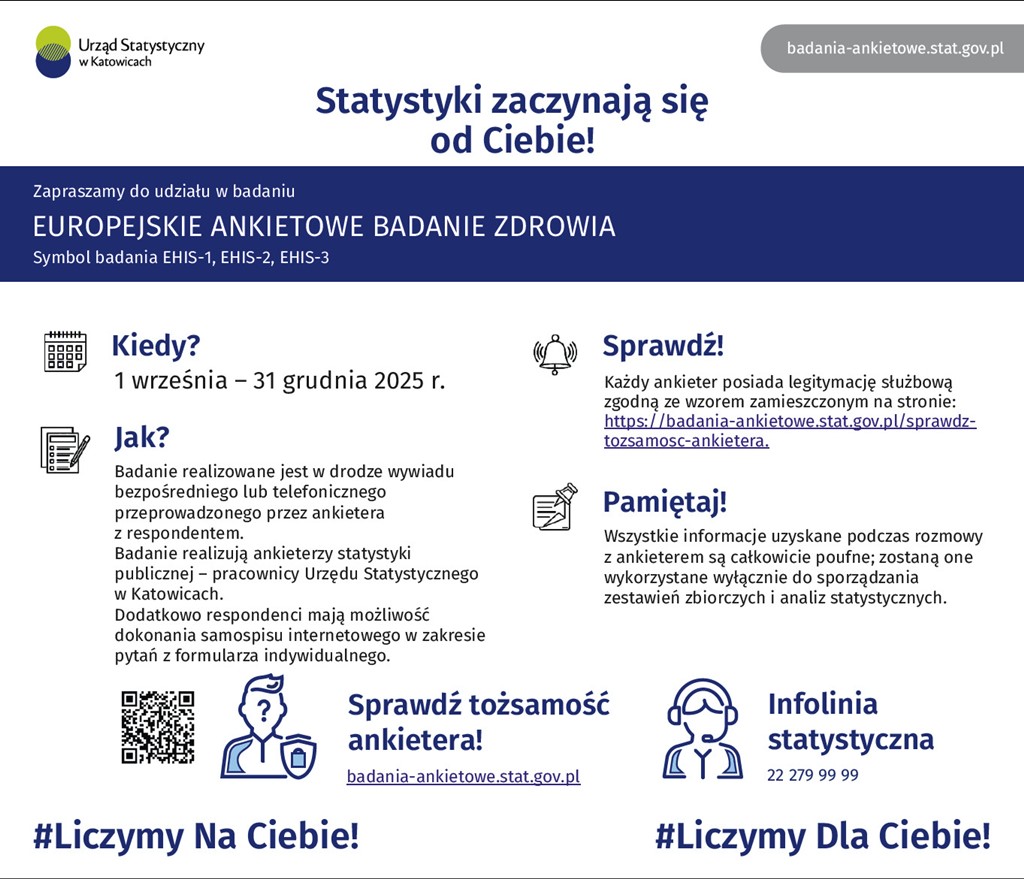 Plakat informacyjny dotyczący badania ankietowego o zdrowiu