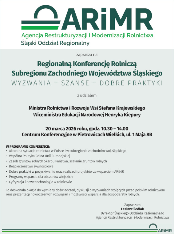 Plakat informacyjny - Konferencja Rolnicza