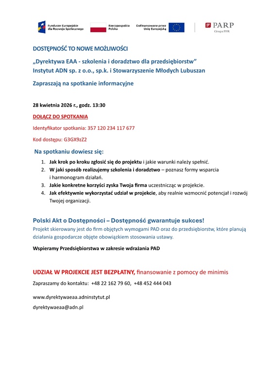 Zaproszenie na szkolenie dla przedsiębiorc&oacute;w